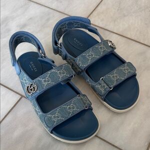 NEW Gucci Moritz Women’s Denim Blue Sandals Size 40